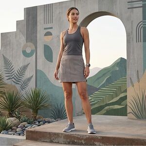 Athleta Soho Skort Gray Taupe with Zipper Pockets Size 8